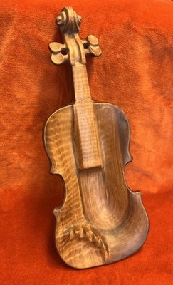 Violin Ashtray Brown Vintage Lane & Co. Van Nuys California Pottery Ceramic NICE