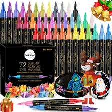 72 Colors Acrylic Paint Pens, 36 Pack Dual Tip Acrylic Paint Pens Markers for...