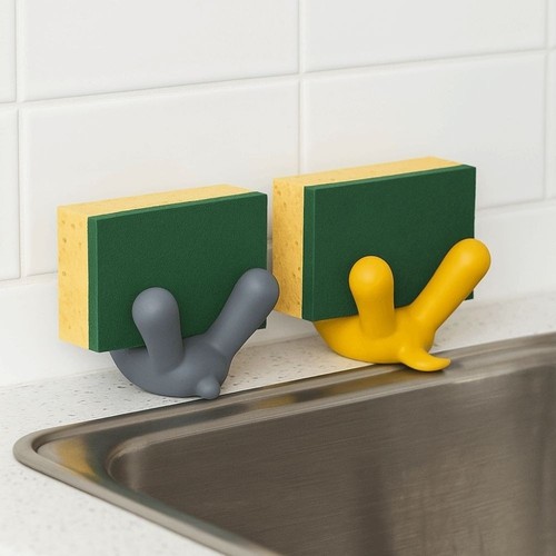 2Pcs Cat Bear Shape Silicone Sponge Drain Rack Sponge Holder - Picture 3 of 12