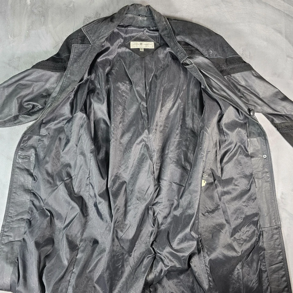 Abrigo plumero vintage de cuero con ribete de cachemira Maggie Lawrence de finales de 1980 (M) Foto 4 de 4