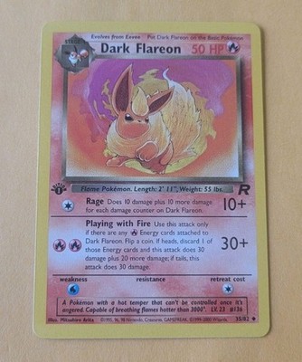Dark Flareon Team Rocket First 1st Edition 35/82 Pokemon