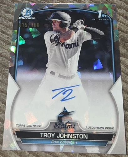 Troy Johnston 2023 Bowman Chrome Atomic Refractor Autograph Rookie Card # 19/100
