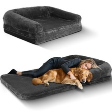 Faux Fur Pet Couch for Adult,Orthopedic Dog Bed,Double Dog Bed for 2 Large Dogs