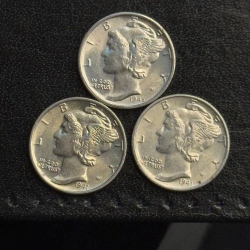 BU Mercury Dime Lot - 1945 S, 1941, 1941