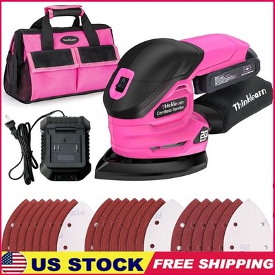 Cordless Detail Sander 20V Handheld Sander 12000 RPM W/ Dust Bag 22 Sandpapers