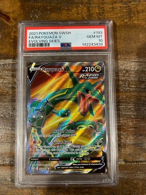 POKEMON 2021 SWSH Evolving Skies Full Art RAYQUAZA V #193 PSA 10