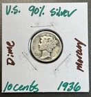 1936 - 10C Mercury Dime / 90% Silver Coin / Great For Hoarding