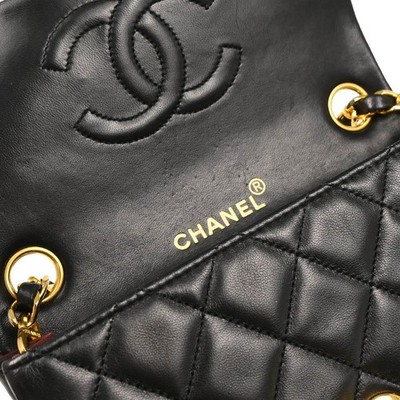 Chanel Black Lambskin Mini Classic Square Flap Shoulder Bag 17