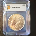 1921 Morgan Silver Dollar $1 0.900 Silver Philadelphia Business Strike ICG MS63