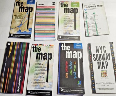 Lot of 8 New York City Subway Map Transit Railroad LIRR Vintage 1990s 2000s
