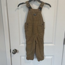 Oshkosh B  gosh tan lined adjustable overalls Child 4T EUC