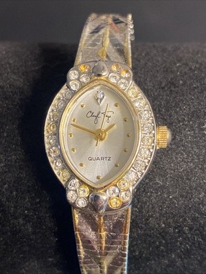 CHERYL TIEGS LCT052 OVAL FACE WATCH GOLD/SILVERTONE METAL NEW BATTERY