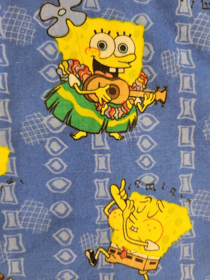 Tela de edredón de algodón azul esponja Bob Sandy Hula guitarra música baile 2000,81 yardas Foto 2 de 4