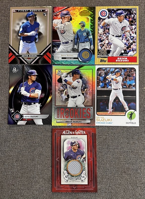 2022 Seiya Suzuki RC Rookie Card & Relic Lot Topps Bowman A&G (7-Card Lot)