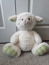 Hugfun Plush Lamb 20” Soft White Sheep Toy Green Striped Feet Stuffed Animal