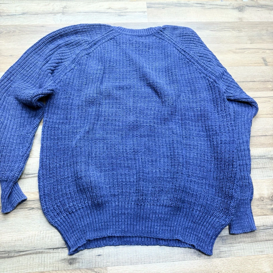 Vtg LL Bean Freeport Maine Sweater Mens L Navy Blue Chunky Waffle Knit Pullover - Image 2 of 4