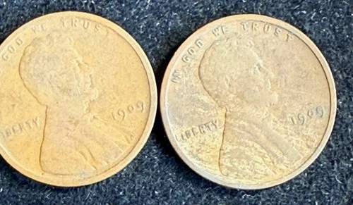 Lot of (2) 1909 P Lincoln Wheat Penny 1c VG Very Good Condition Coin cb751