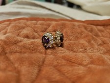 Yellow Gold Cluster Earrings Oval Amethyst Cl...