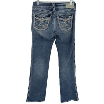 Silver Jeans Womens 27 Suki Boot Cut Stretch Denim Medium Wash Flap Pocket Blue