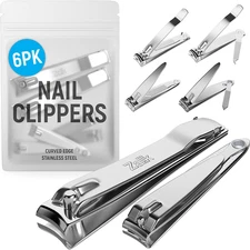 (6 Pack) Toe Nail Clippers Toenail Clippers and Fingernail Clipper Set, Premium