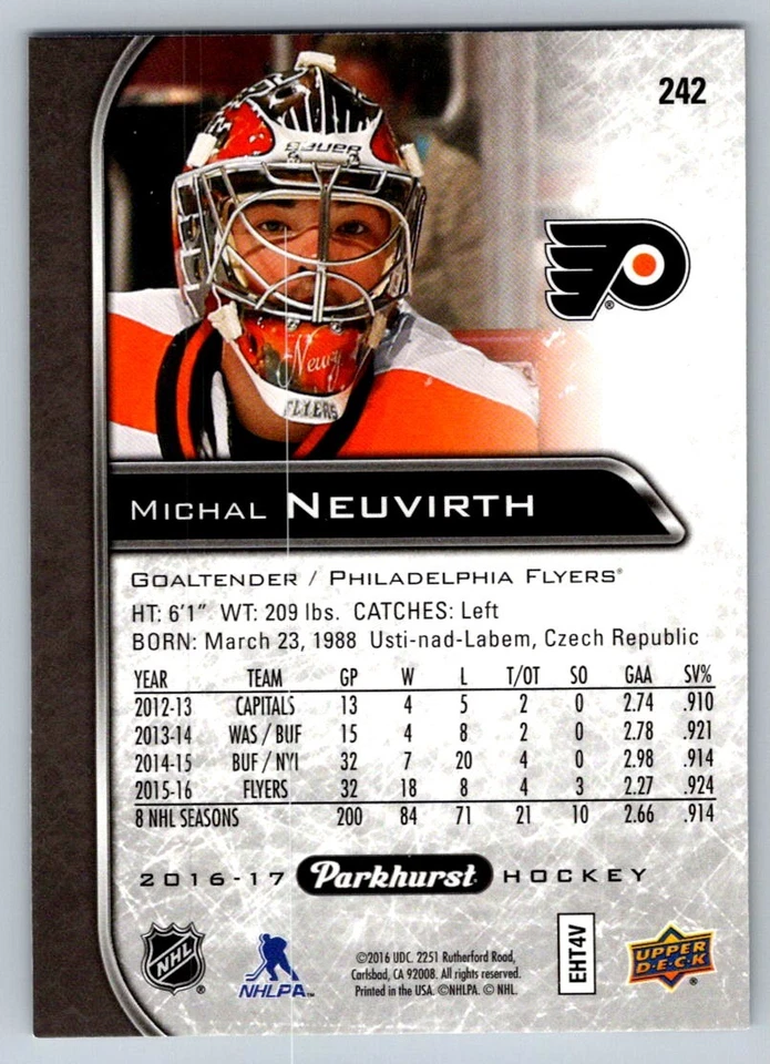 2016 Parkhurst Black Michal Neuvirth 242 - Image 2 of 2