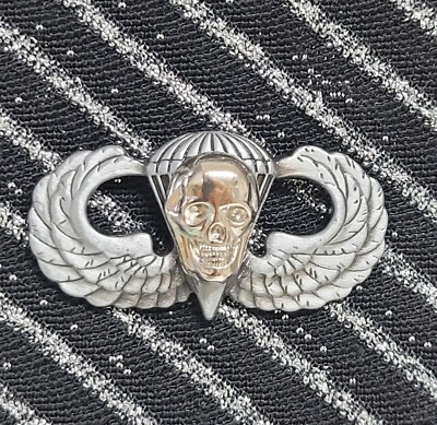 Airborne Skull Jump Wing Badge Parachute Military Parachutist US Army Hat Pin