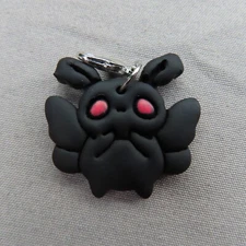 MOTHMAN Charm Zipper Pull Keychain Add On Clip Dangle Cryptid Cartoon Black Red
