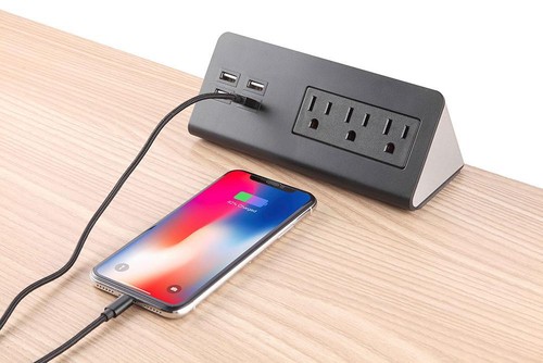 Two Desk Edge Mount Power Outlets With Usb Charge Ports (Set of 2) - Picture 3 of 6