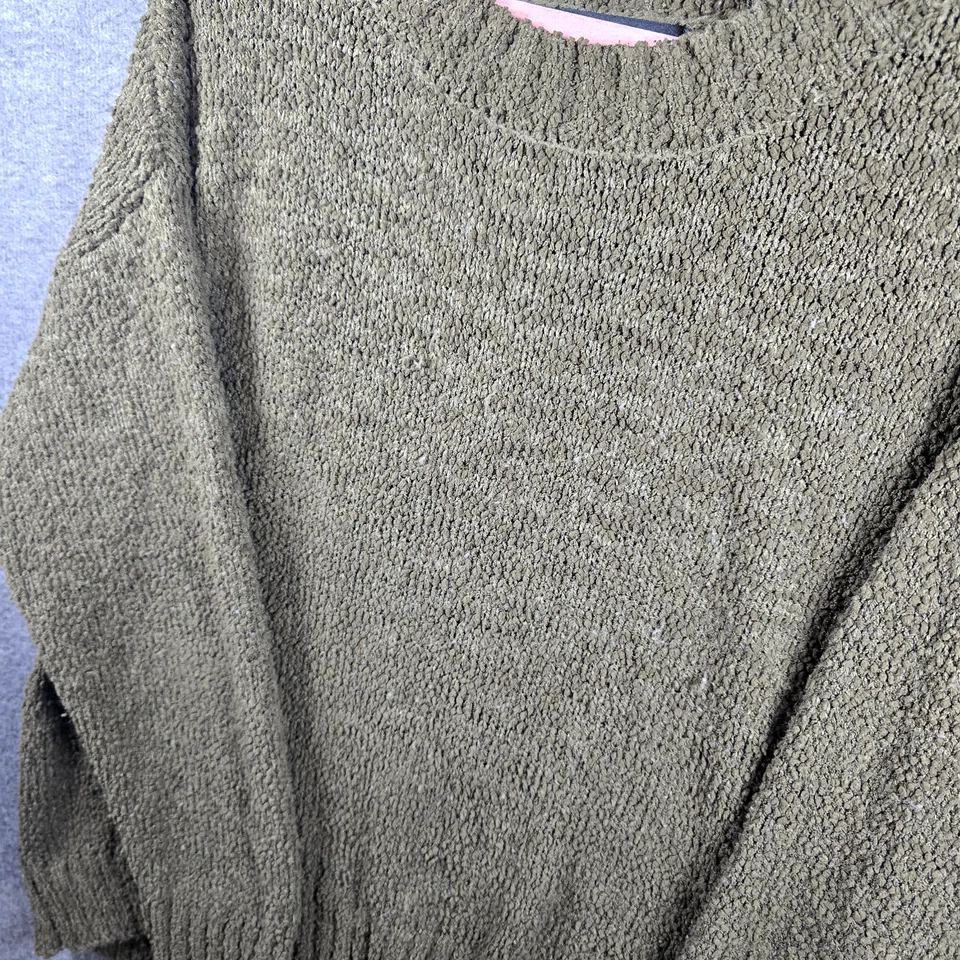 Sanctuary Women XL Olive Green Pullover Sweater Crochet Soft Crew Neck Comfy - Image 4 of 4