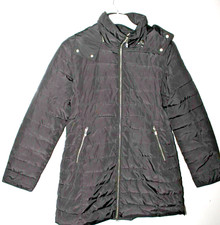 Aj Armani Jeans Uk 16 Eu 48 Ladies Black Quilted Hooded Jacket New