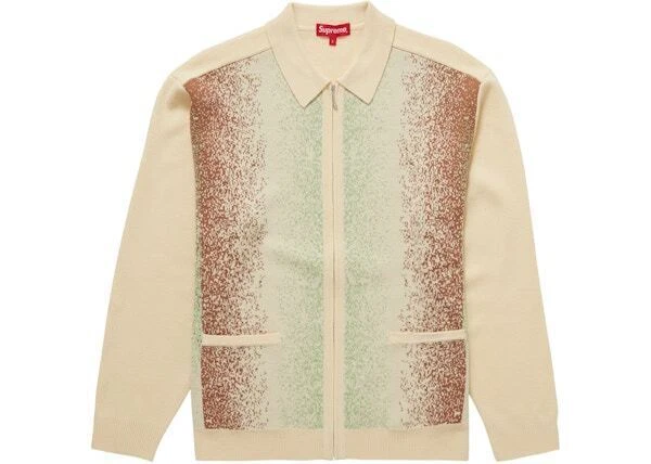 Cardigan Supreme Gradient à rayures zippées jaune pâle taille grande