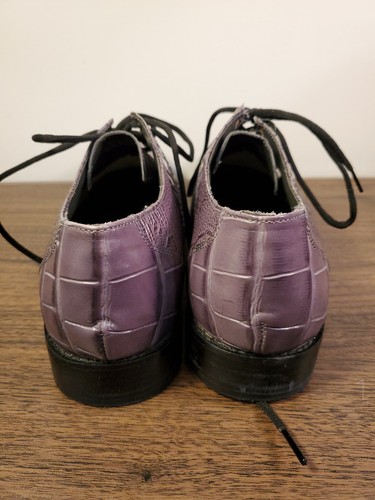 Stacy Adams "Pietro" Grey Alligator Print Oxford Shoes 24675 size 10 - Damaged - Picture 4 of 11