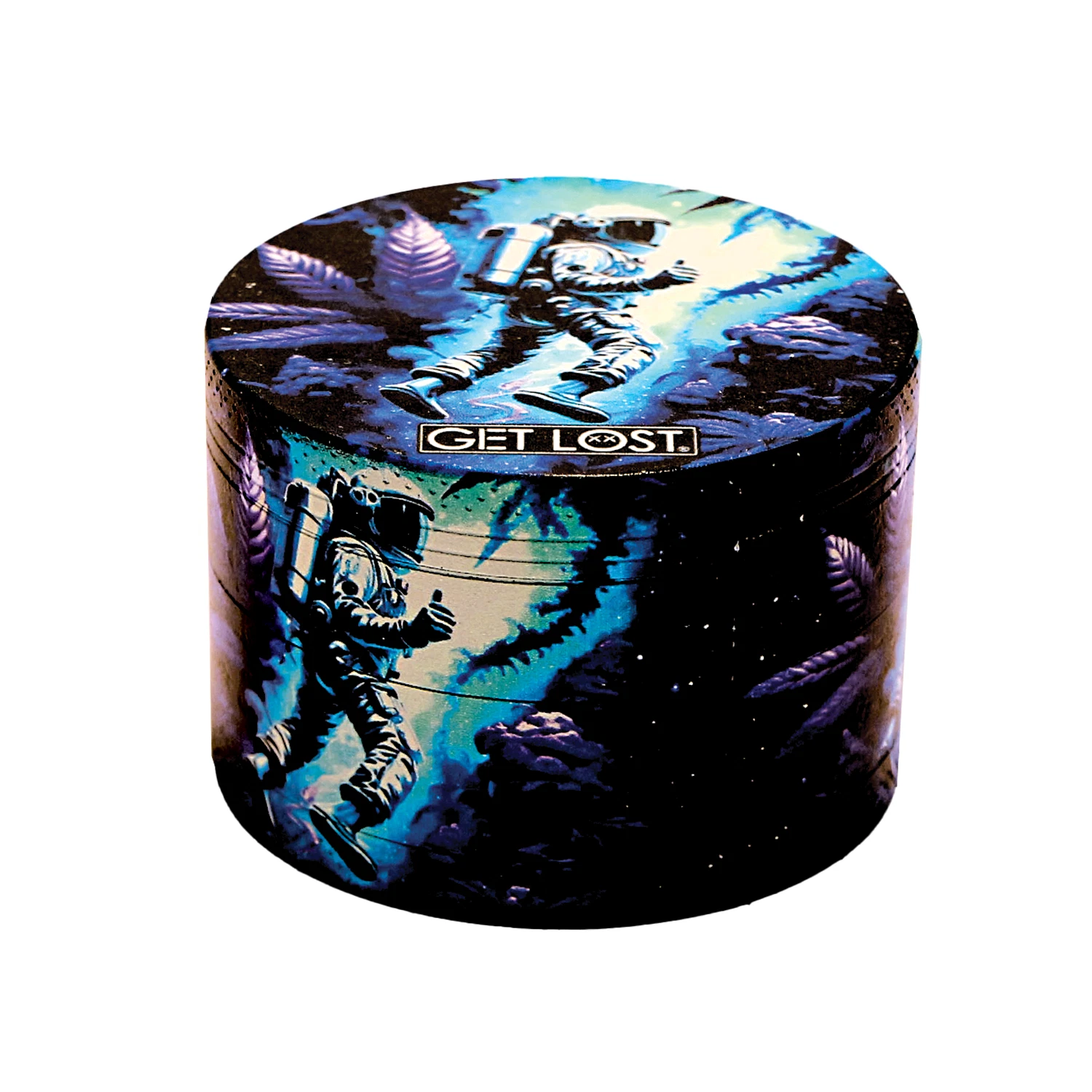 Galaxy Herb Grinder 63mm 4 PCS Herb Metal Grinder Spice Magnetic Lid (Purple A)