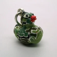 Sterling Silver CAMO DUCK Charm for Bracelet PENDANT Camouflage DUCK HUNTING