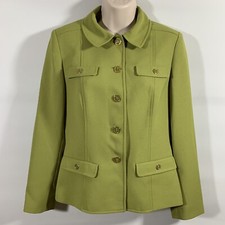 Vintage John Meyer of Norwich Women's 6P Green Blazer, Gold-tone Buttons
