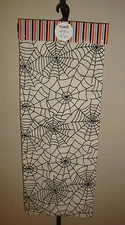 New Thro Marlo Lorenz Table Runner 14 x 72" Halloween All Over Black Spider Web