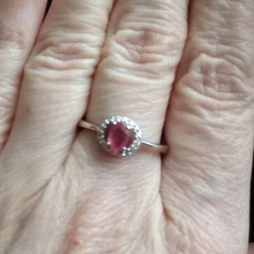 100% GENUINE MALAGASY RUBY RING WITH WHITE TOPAZ IN STERLING SILVER 0.46CTS. - Picture 10 of 11
