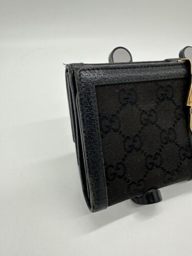 Gucci GG Canvas Leather Long Wallet Black Authentic - Picture 2 of 16