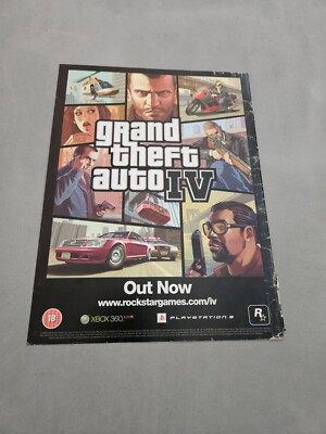 TPEEP176 MAGAZIN WERBUNG 11X8'' GRAND THEFT AUTO IV - XBOX 360, PLAYSTATION 3 