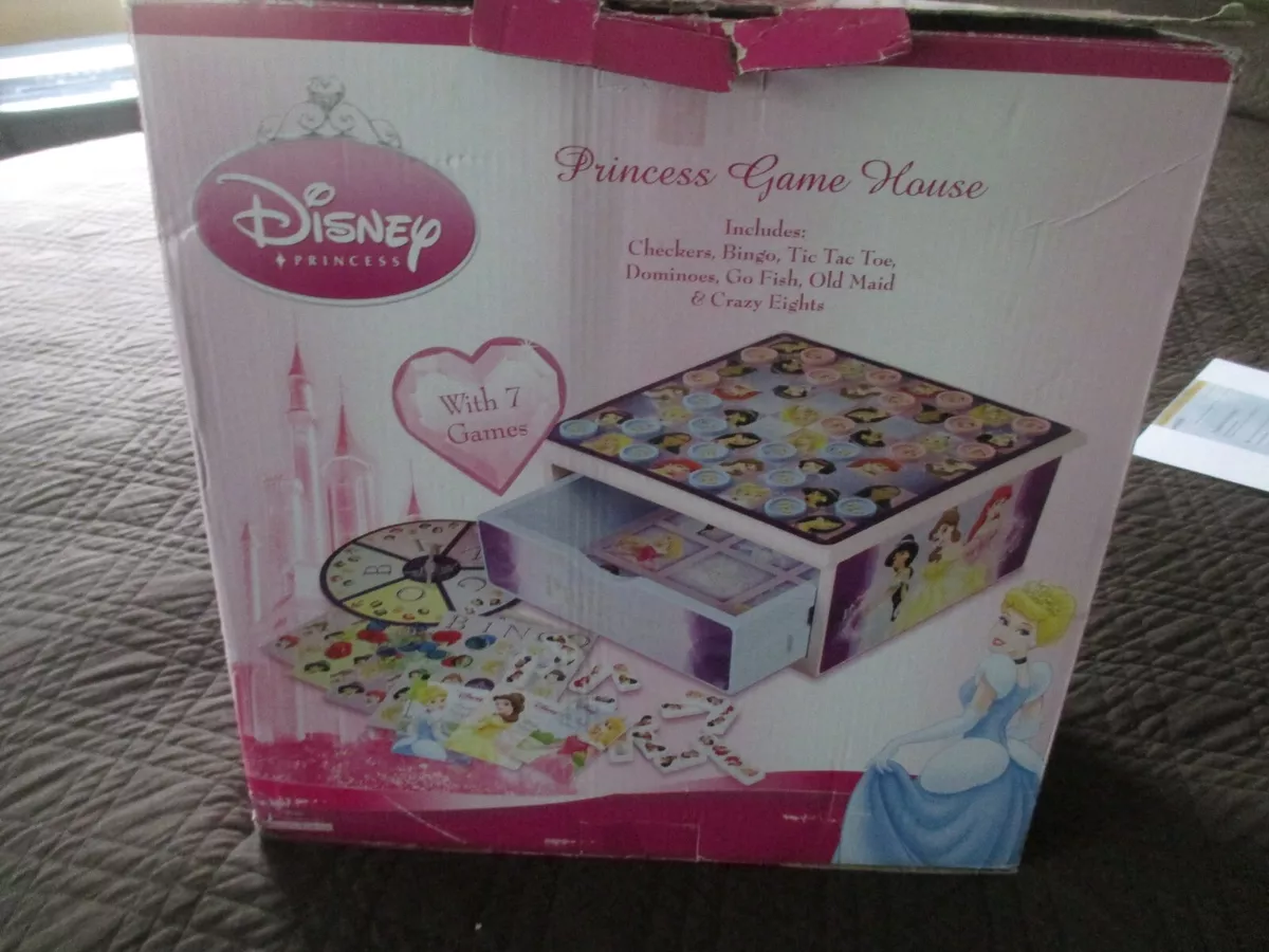 7in1 Disney Princess Solid Wooden Drawer Game House Tic Tac Toe