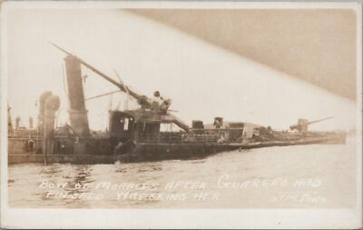 RPPC Postcard Ship Bow of Morales After Gurrero Finished Wrecking Her