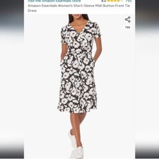 XXL Amazon Essentials Black And White Floral Dress