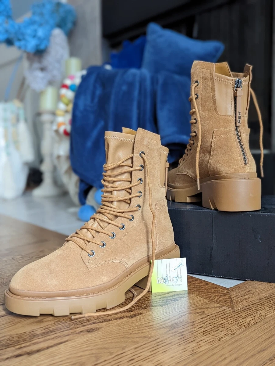 ASH Maddox Womens Suede Golden Brown Lace-up + Zipper Boots size size 9 US | eBay