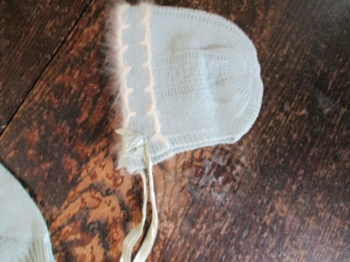 Vintage 1950's Baby Knit 2pc Romper w Knit Coat and Knit Bonnet Ensemble 6 - 9 M - 第 12/14 張圖片