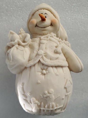 Pottery Santa Claus Christmas " Tip the Season! " with Snowman - Picture 2 of 12