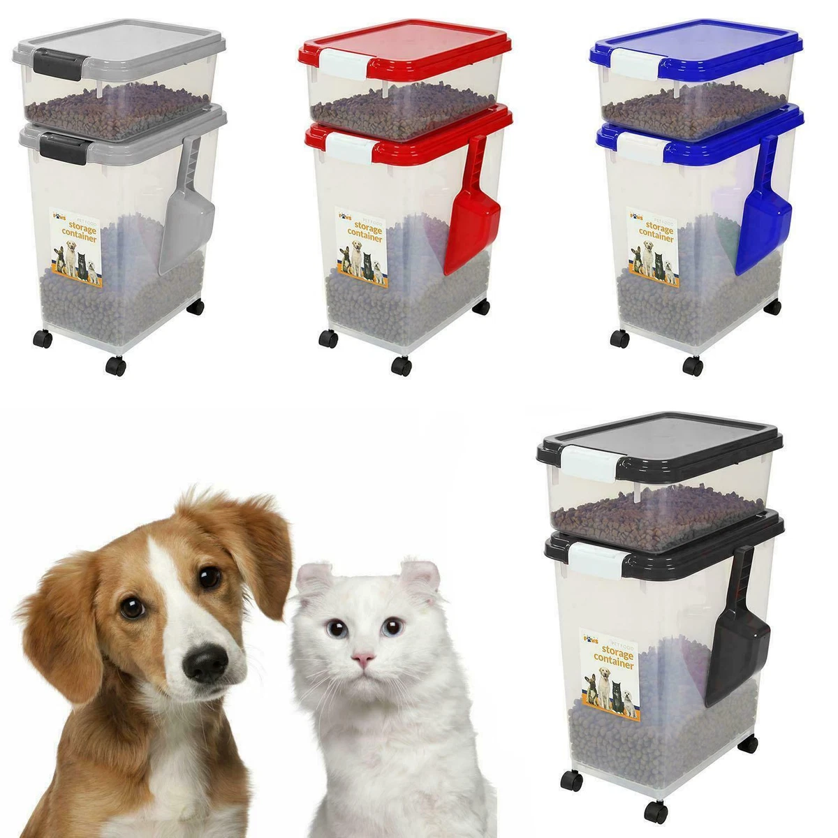 3 PIECE AIRTIGHT LARGE STORAGE CONTAINERS FEED PET DOG CAT ANIMAL