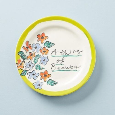 Anthropologie Plate LUKE EDWARD HALL Flowers IMAGINIST Beauty