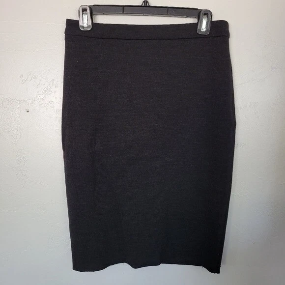 Falda Lápiz Negra Lanvin Talla 38 Mezcla de Lana Recta Cremallera Trasera 10 Mediana