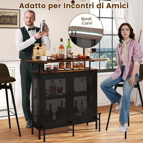 Mobile Portabottiglie a 4 Livelli, Portabottiglie per Vino Da Terra Con 2 Ripian - Foto 8 di 12