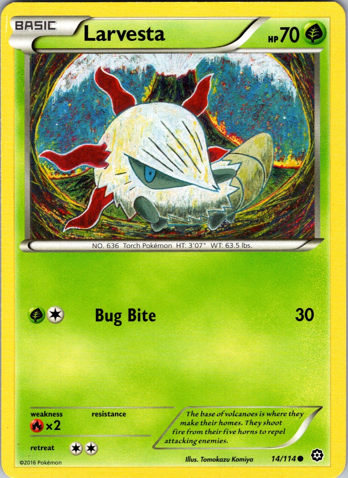 Pokemon TCG Larvesta XY Steam Siege 14/114 Regular Common Card LP-NM